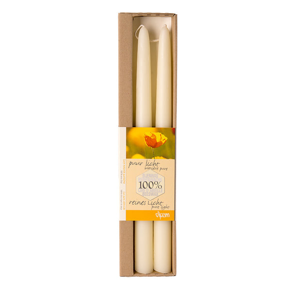 Dipam Taper Candles 9.8 x 0.9 inches - pair (beeswax or ivory)