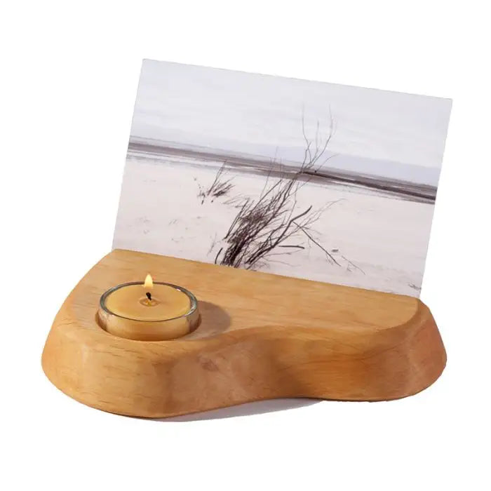 Photo or Postcard Holder w/ Beeswax Tealight Candle