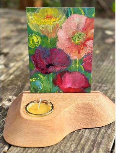 Photo or Postcard Holder w/ Beeswax Tealight Candle