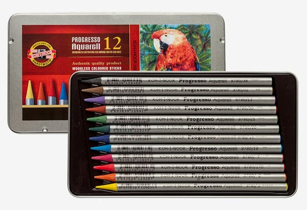 Progresso Woodless Watercolor Pencils - 12 Assorted Colors
