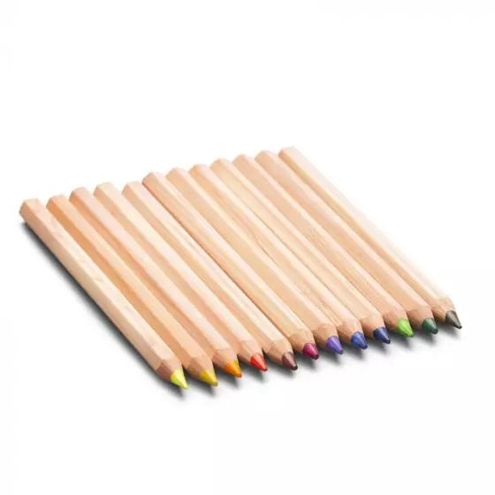 Unlaquered Yorik assorted color hexagonal pencils - pack of 12
